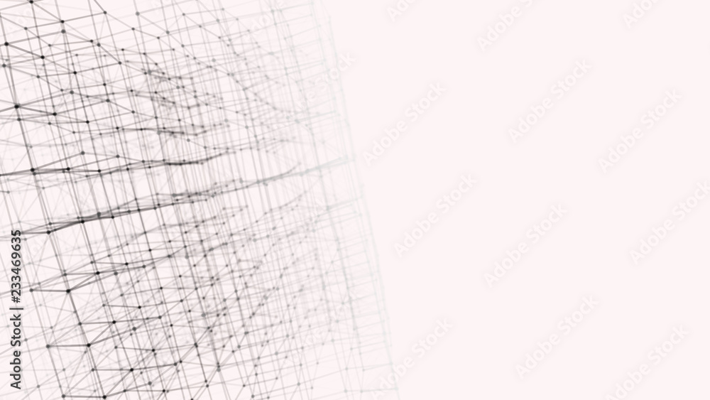 Poster Blockchain technology concept. Big data visualization. 3D illustration. Distributed register technology