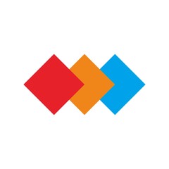 Three Color Square Connection Logo Vector