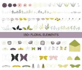 Set of floral elements