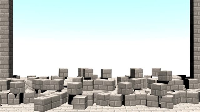 Minecraft Stone Wall Breaks down white ver08
