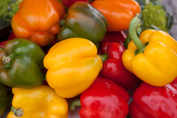 Fresh sweet peppers at the market