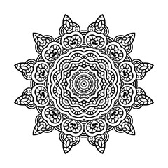 Adult coloring page. Mandala vector.