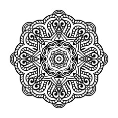 Adult coloring page. Mandala vector.