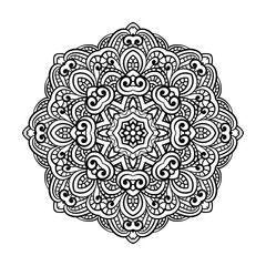 Adult coloring page. Mandala vector.