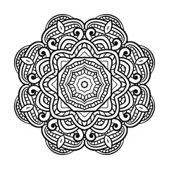 Adult coloring page. Mandala vector.