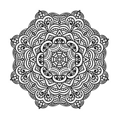 Adult coloring page. Mandala vector.
