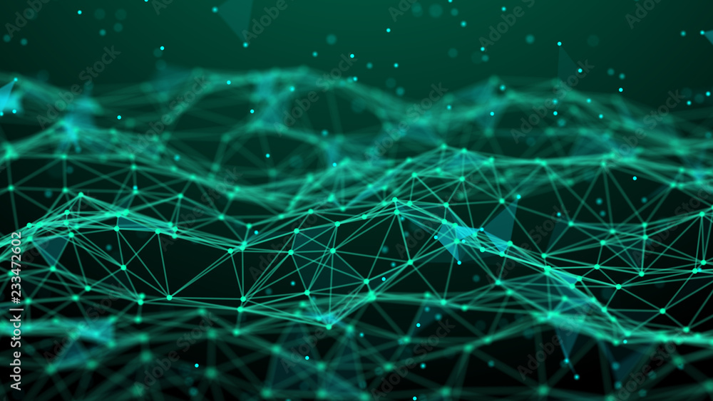 Poster Abstract technology background. Network connection. Artificial intelligence. Science background. Big data digital background. 4k rendering.