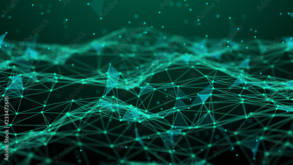 Poster Abstract technology background. Network connection. Artificial intelligence. Science background. Big data digital background. 4k rendering.