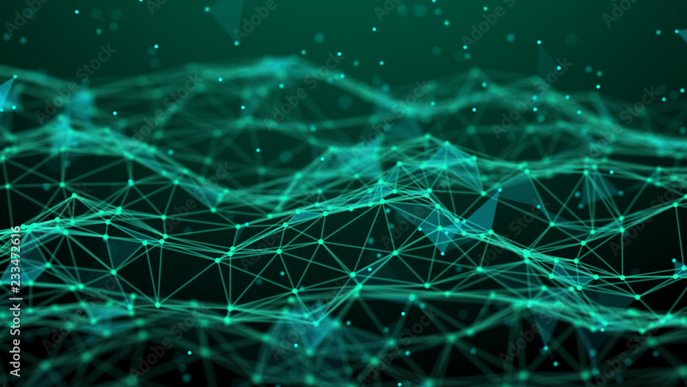 Poster Abstract technology background. Network connection. Artificial intelligence. Science background. Big data digital background. 4k rendering.