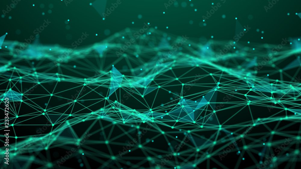 Poster Abstract technology background. Network connection. Artificial intelligence. Science background. Big data digital background. 4k rendering.