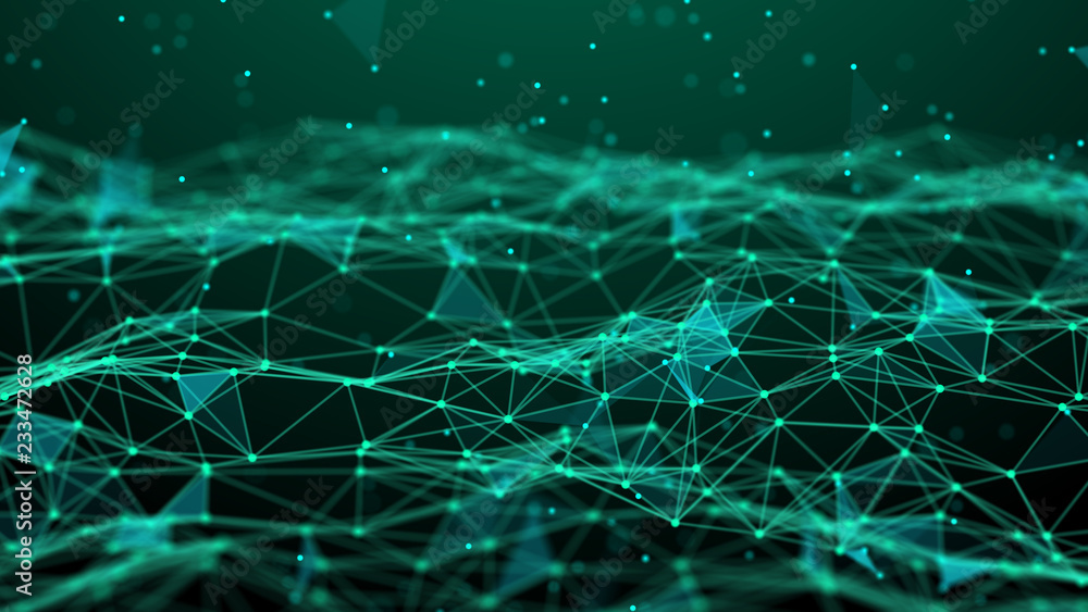 Poster Abstract technology background. Network connection. Artificial intelligence. Science background. Big data digital background. 4k rendering.