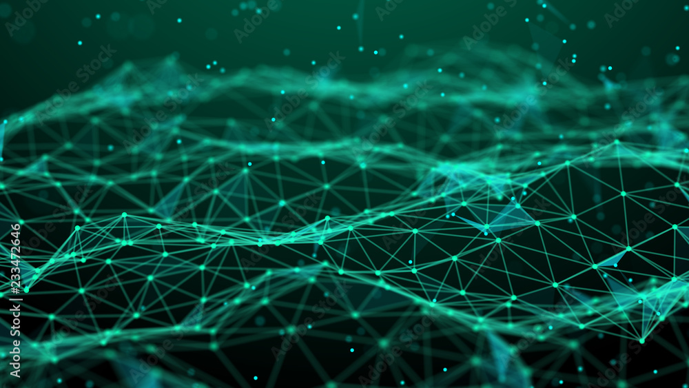 Poster Abstract technology background. Network connection. Artificial intelligence. Science background. Big data digital background. 4k rendering.