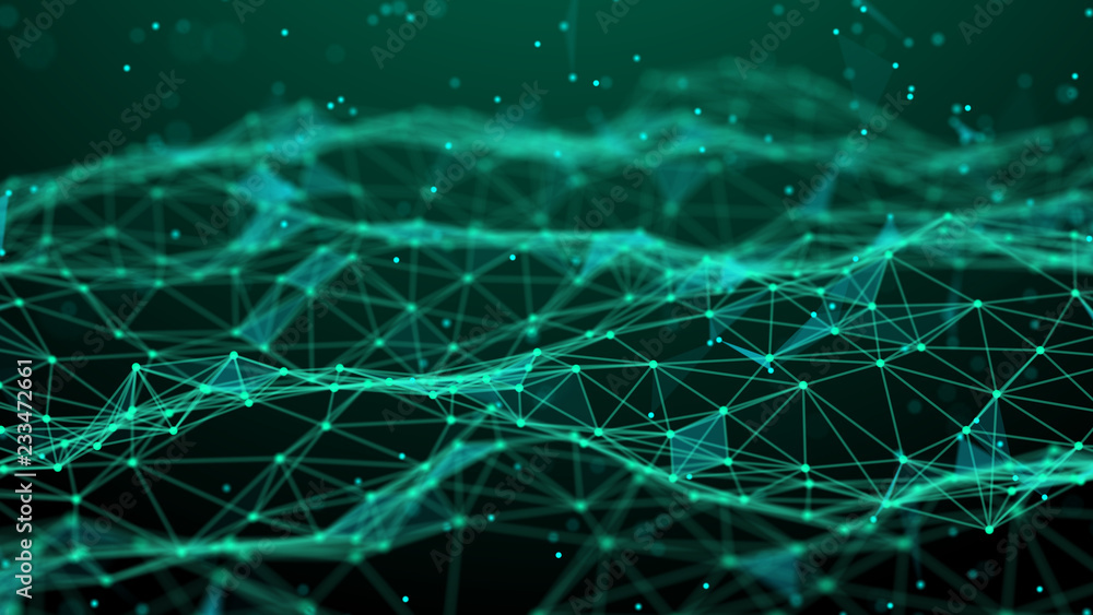 Aufkleber Abstract technology background. Network connection. Artificial intelligence. Science background. Big data digital background. 4k rendering.