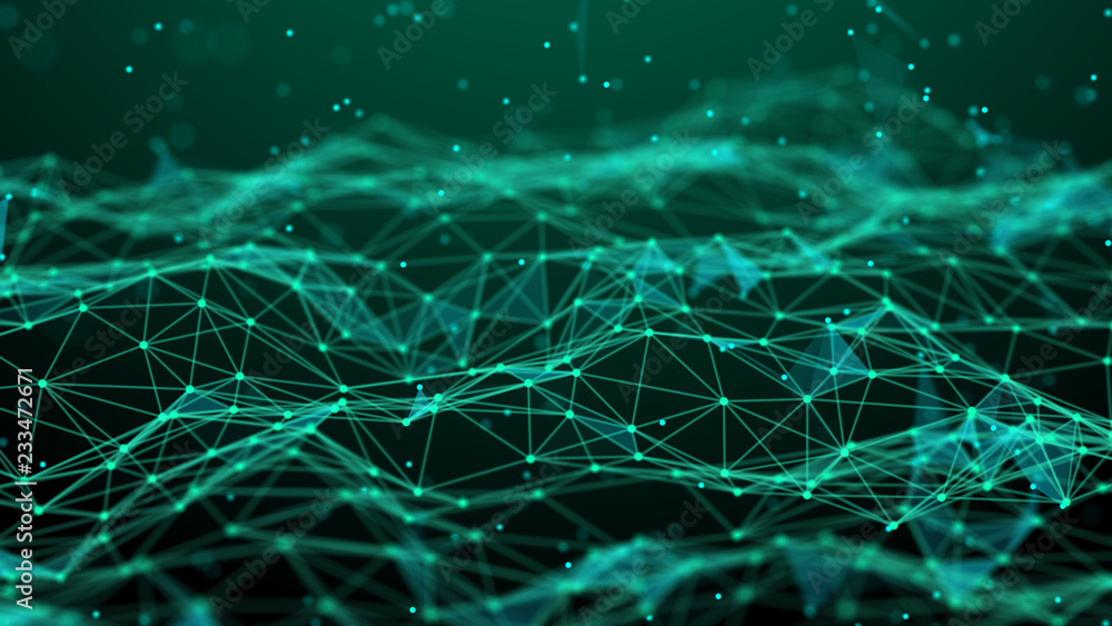 Poster Abstract technology background. Network connection. Artificial intelligence. Science background. Big data digital background. 4k rendering.