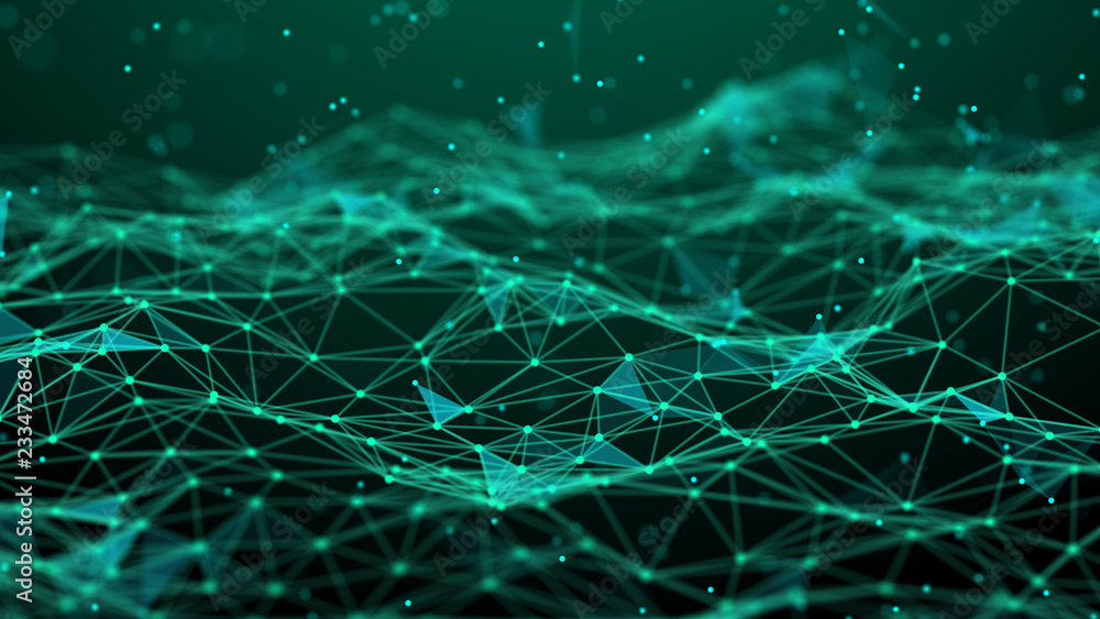 Aufkleber Abstract technology background. Network connection. Artificial intelligence. Science background. Big data digital background. 4k rendering.