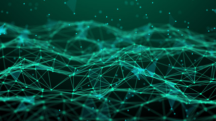 Abstract technology background. Network connection. Artificial intelligence. Science background. Big data digital background. 4k rendering.