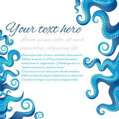 Tentacles of an octopus blue and white  frame