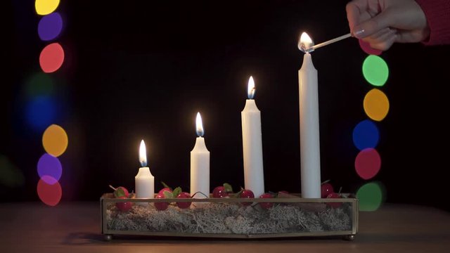 Lighting the fourth advent candle