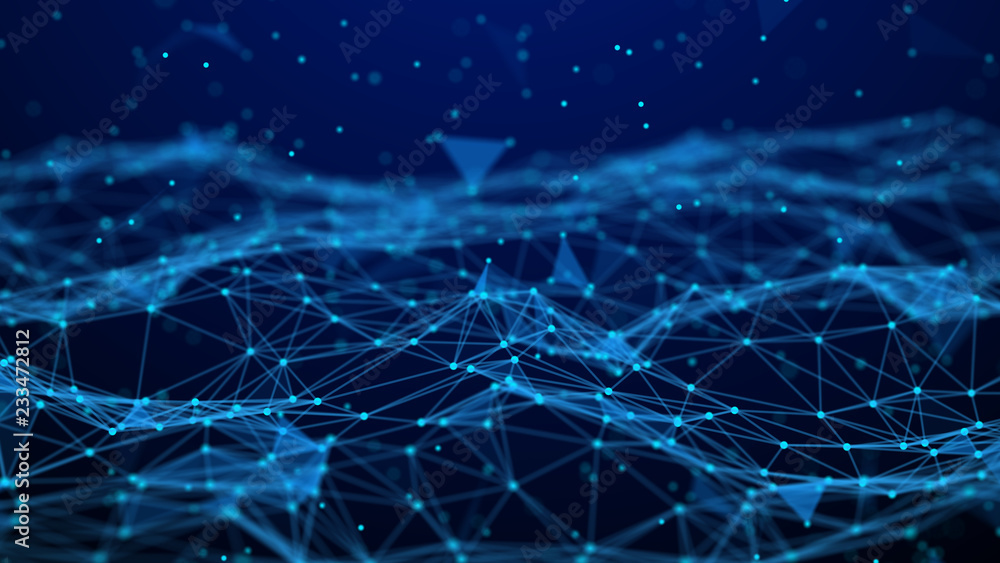 Poster Abstract technology background. Network connection. Artificial intelligence. Science background. Big data digital background. 4k rendering.