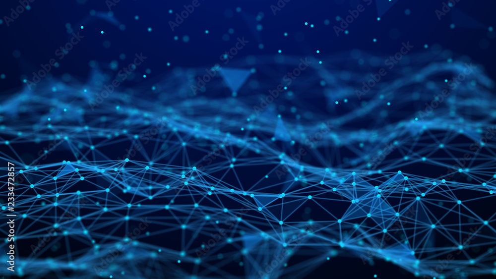 Poster Abstract technology background. Network connection. Artificial intelligence. Science background. Big data digital background. 4k rendering.