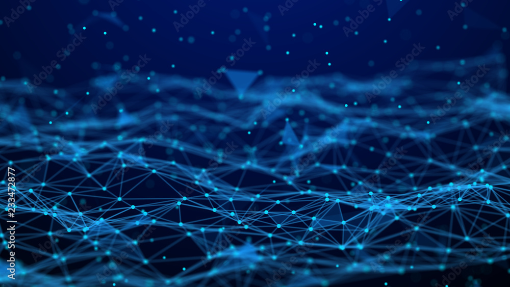Poster Abstract technology background. Network connection. Artificial intelligence. Science background. Big data digital background. 4k rendering.