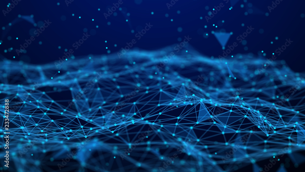 Aufkleber Abstract technology background. Network connection. Artificial intelligence. Science background. Big data digital background. 4k rendering.