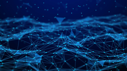 Abstract technology background. Network connection. Artificial intelligence. Science background. Big data digital background. 4k rendering.