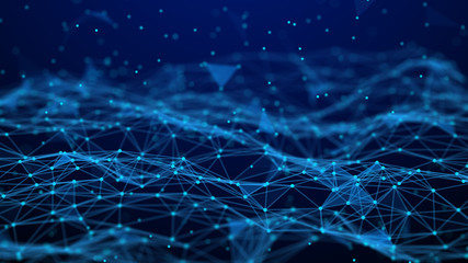 Abstract technology background. Network connection. Artificial intelligence. Science background. Big data digital background. 4k rendering.