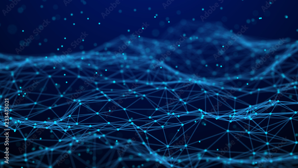 Aufkleber Abstract technology background. Network connection. Artificial intelligence. Science background. Big data digital background. 4k rendering.