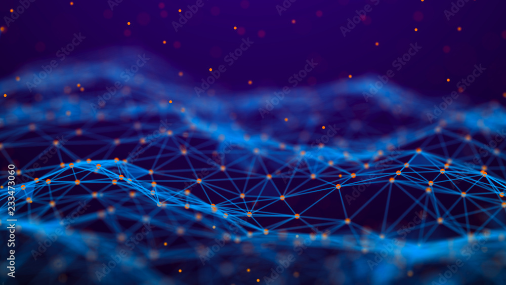 Poster Abstract technology background. Network connection. Artificial intelligence. Science background. Big data digital background. 4k rendering.