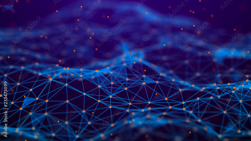 Poster Abstract technology background. Network connection. Artificial intelligence. Science background. Big data digital background. 4k rendering.