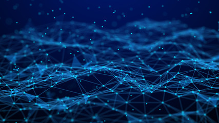 Abstract technology background. Network connection. Artificial intelligence. Science background. Big data digital background. 4k rendering.