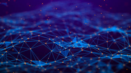 Abstract technology background. Network connection. Artificial intelligence. Science background. Big data digital background. 4k rendering.