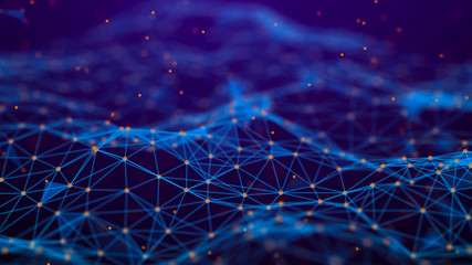 Abstract technology background. Network connection. Artificial intelligence. Science background. Big data digital background. 4k rendering.