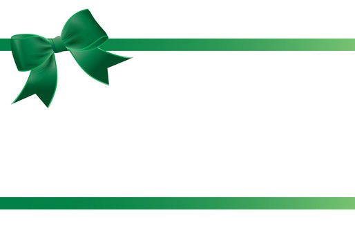 Gift card with green ribbon and a bow - Gift voucher template with place for text - Invitation