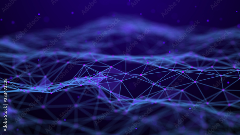 Poster Abstract technology background. Network connection. Artificial intelligence. Science background. Big data digital background. 4k rendering.