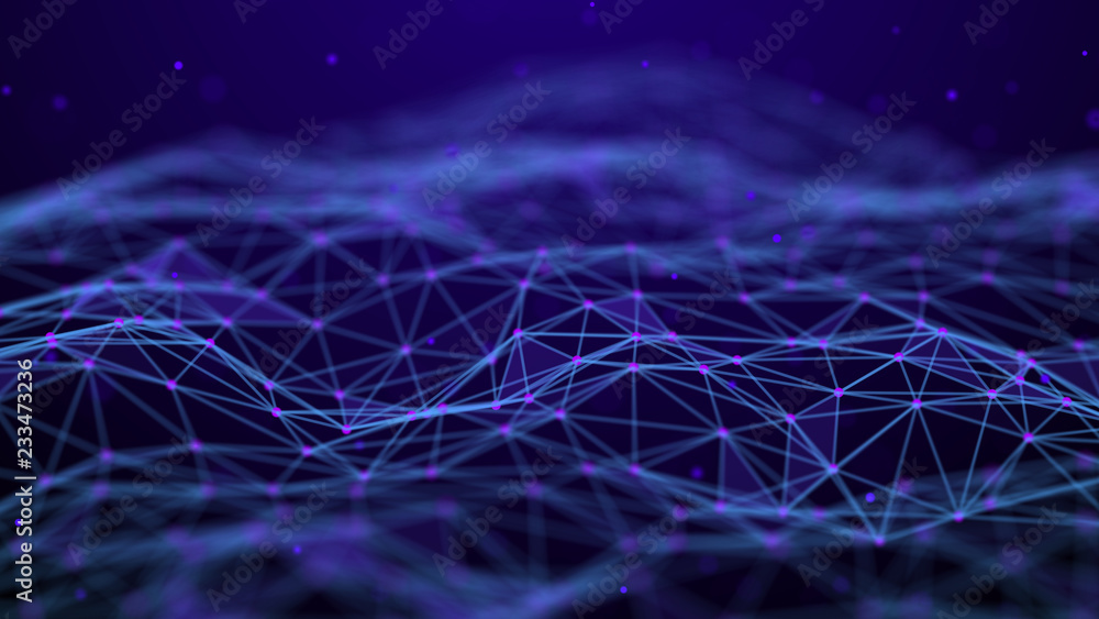 Poster Abstract technology background. Network connection. Artificial intelligence. Science background. Big data digital background. 4k rendering.