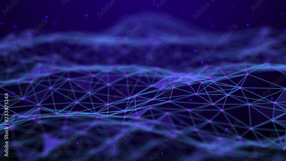 Poster Abstract technology background. Network connection. Artificial intelligence. Science background. Big data digital background. 4k rendering.