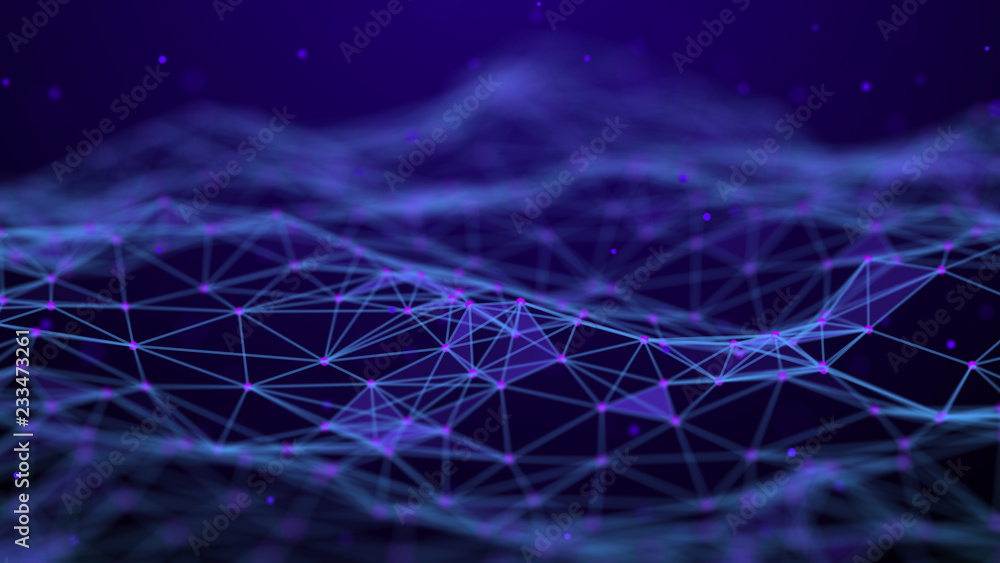 Aufkleber Abstract technology background. Network connection. Artificial intelligence. Science background. Big data digital background. 4k rendering.
