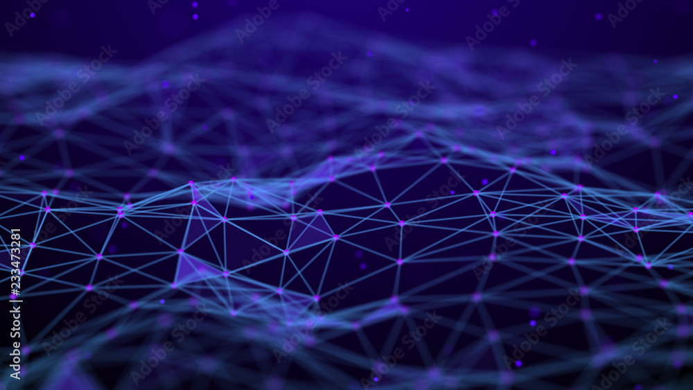 Poster Abstract technology background. Network connection. Artificial intelligence. Science background. Big data digital background. 4k rendering.