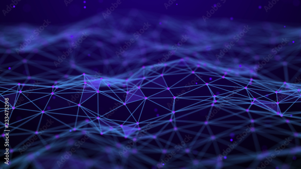 Poster Abstract technology background. Network connection. Artificial intelligence. Science background. Big data digital background. 4k rendering.