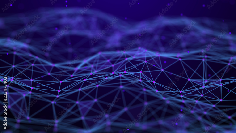Poster Abstract technology background. Network connection. Artificial intelligence. Science background. Big data digital background. 4k rendering.