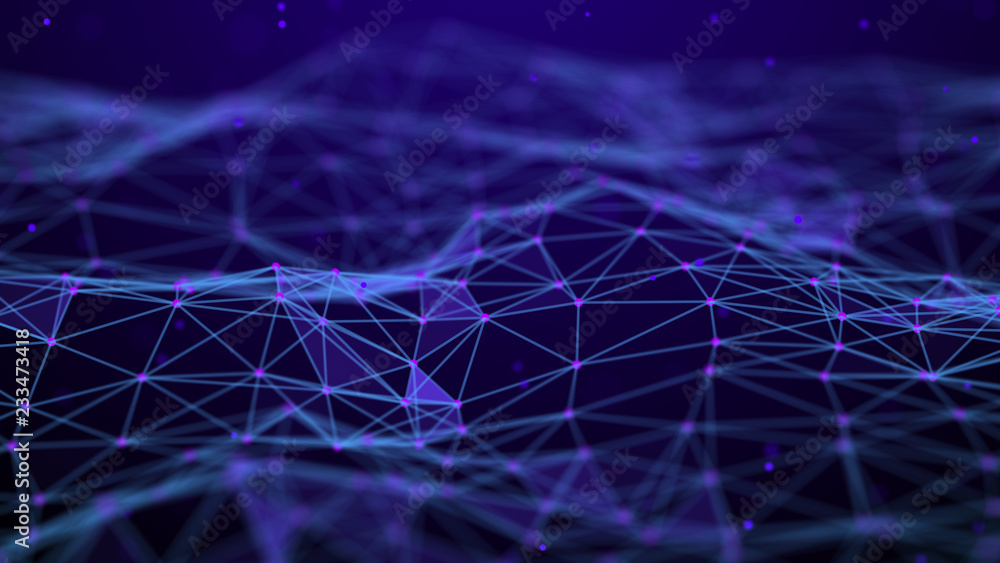 Poster Abstract technology background. Network connection. Artificial intelligence. Science background. Big data digital background. 4k rendering.