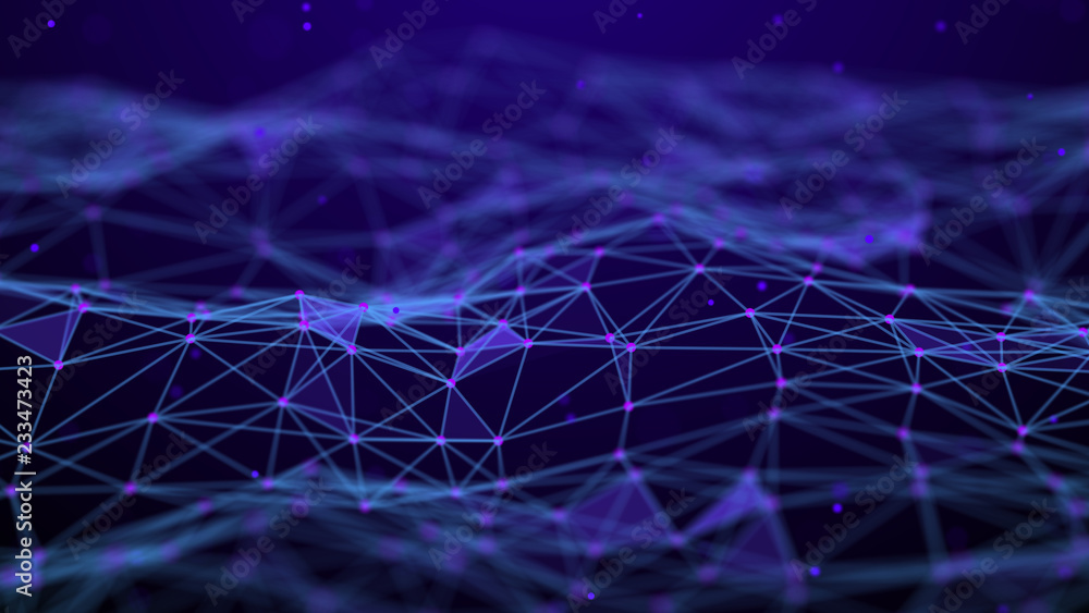 Poster Abstract technology background. Network connection. Artificial intelligence. Science background. Big data digital background. 4k rendering.