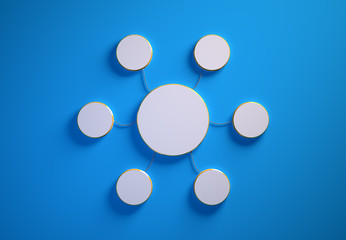 Blank template of radial disc-shaped infographics, blue