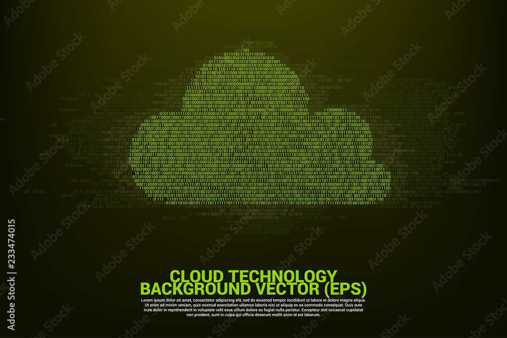 Fototapete Vector Polygon software cloud  with one and zero digit matrix style. Concept for cloud technology computing.
