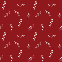 Branches hand drawn doodles Seamless Pattern, Christmas wreath decoration background. Vector illustration