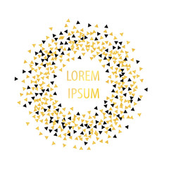 Circle frame with gold glitter and black triangles.