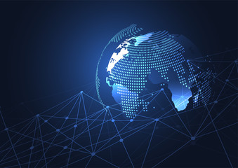 Global network connection. World map point and line composition concept of global business. Vector Illustration