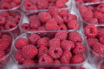 Fresh juicy raspberry on the market